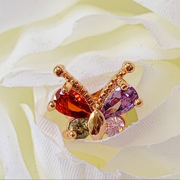 Multicolor Cubic Zirconia Butterfly Earrings - Picture 1 of 5